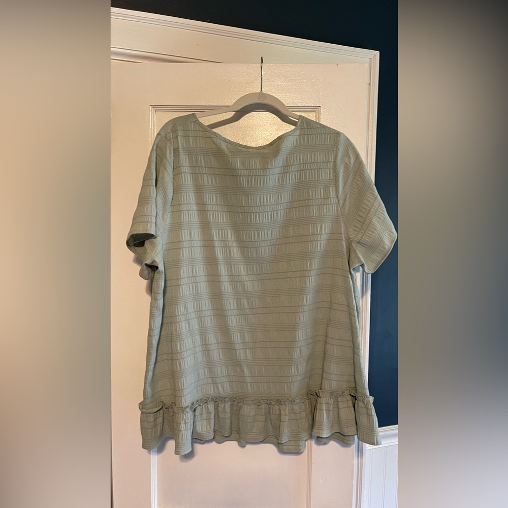 Textured Sage Green Emery Rose Short Sleeve Top - Picture 3 of 3
